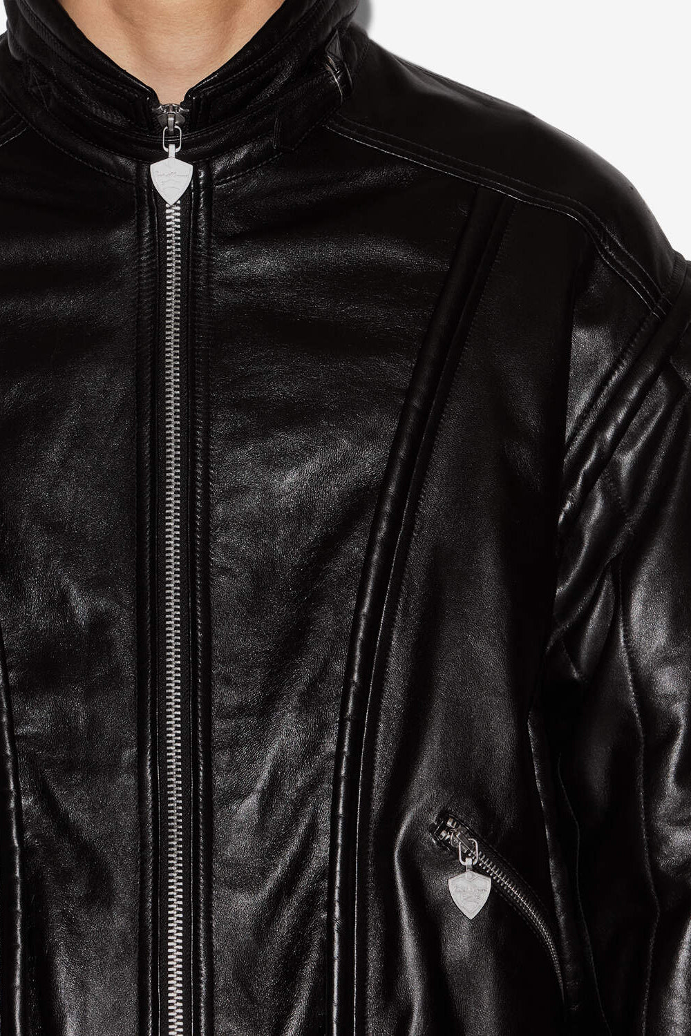 Giacca vintage in pelle yosri - Nero - Man - 3