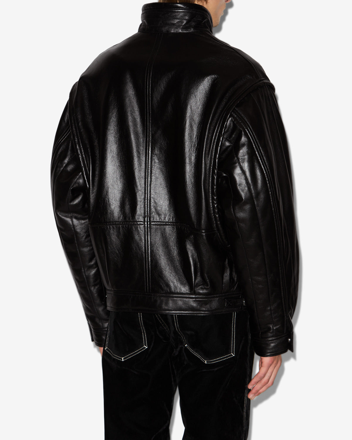 Giacca vintage in pelle yosri - Nero - Man - 4