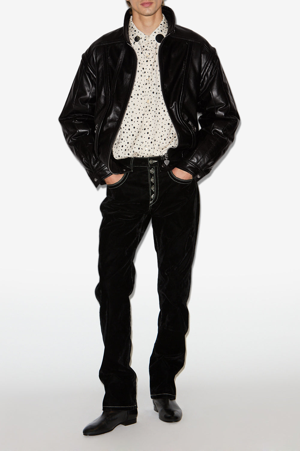 Giacca vintage in pelle yosri - Nero - Man - 2