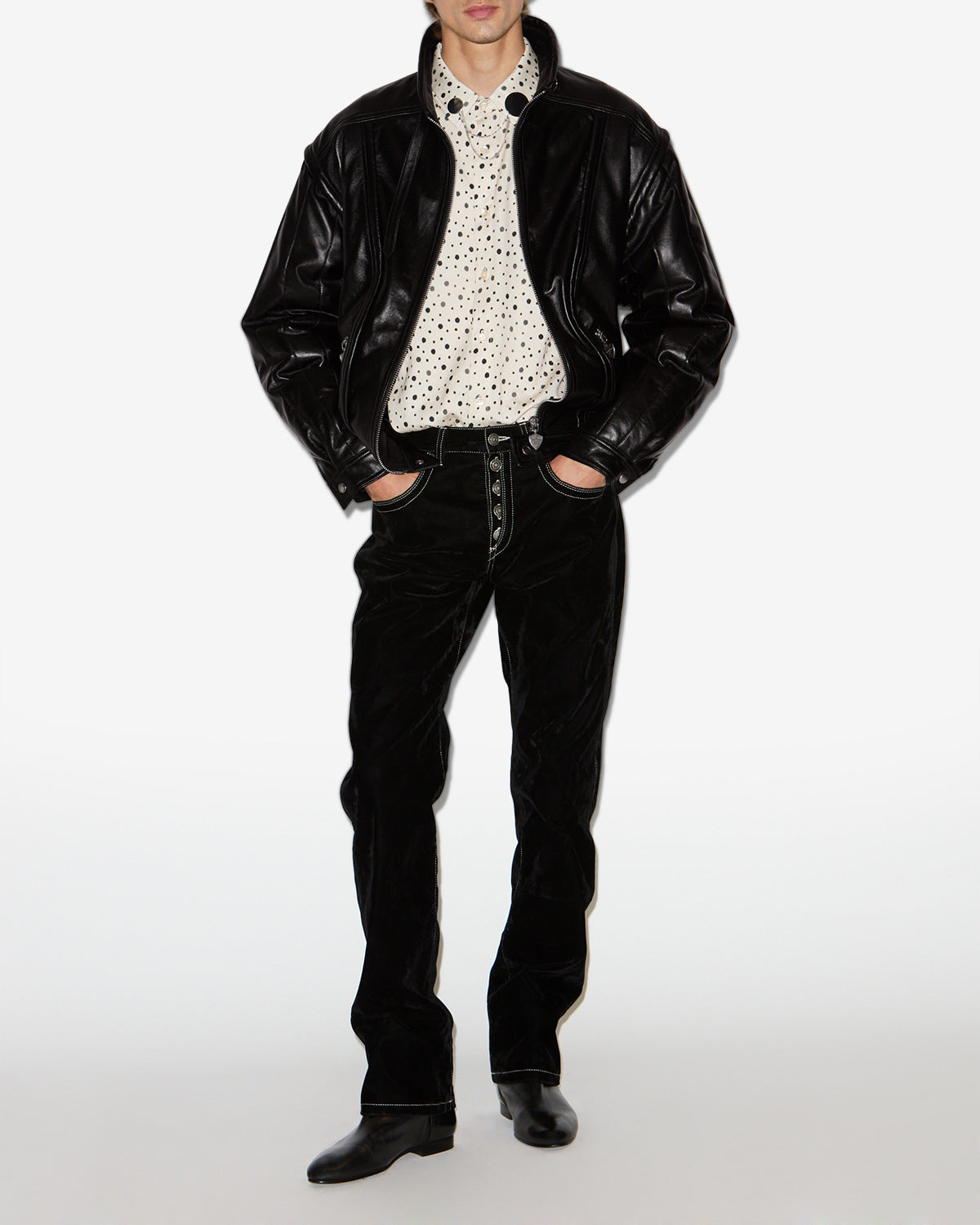 Giacca vintage in pelle yosri - Nero - Man - 1