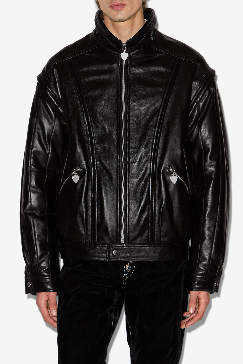 Giacca vintage in pelle yosri - Nero - Man - 4