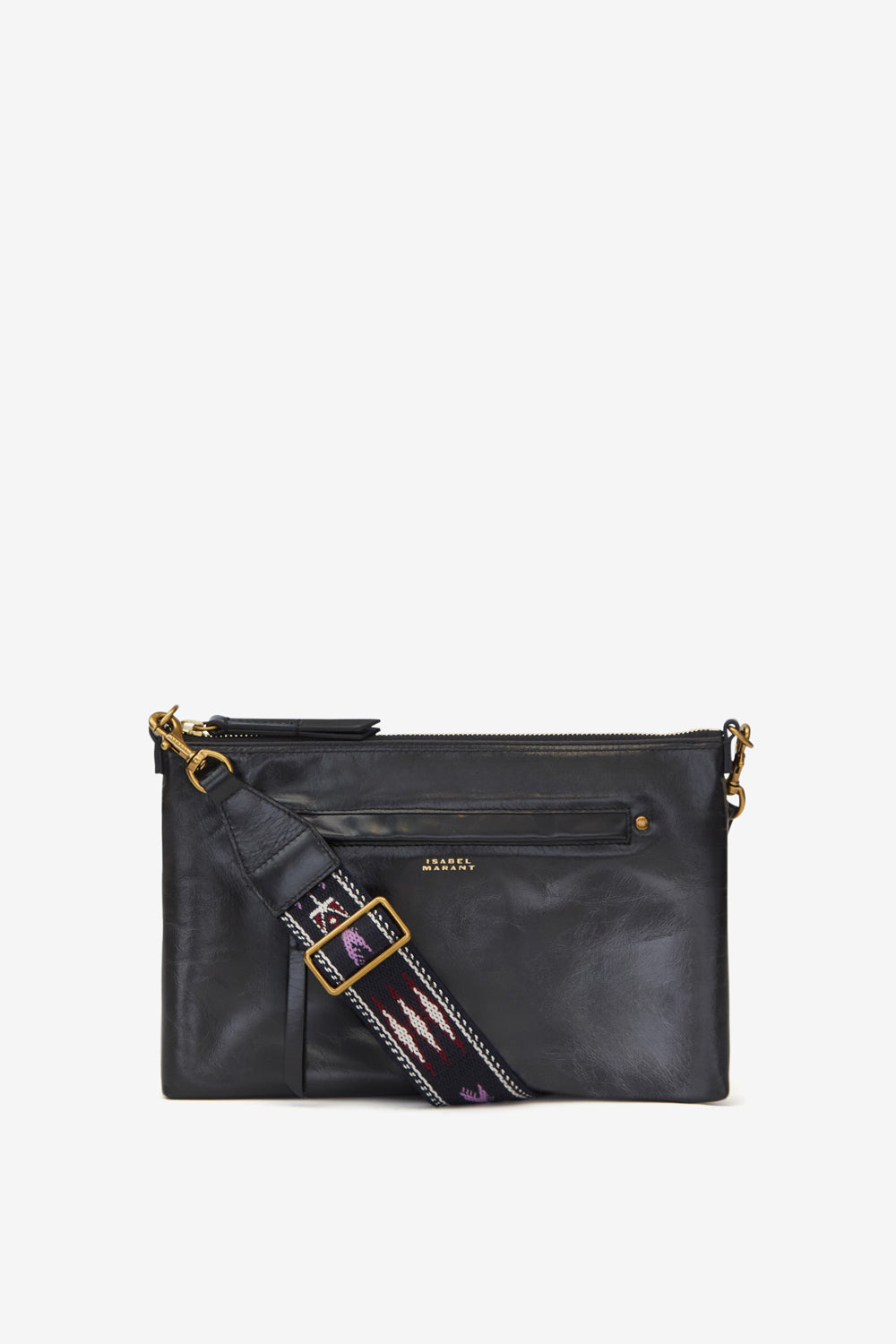 Sac à bandoulière nessah en cuir de vachette brillant - Noir - Woman - 1