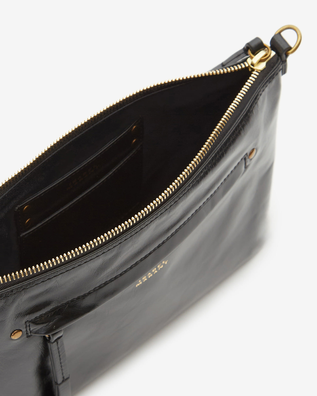 Sac à bandoulière nessah en cuir de vachette brillant - Noir - Woman - 3