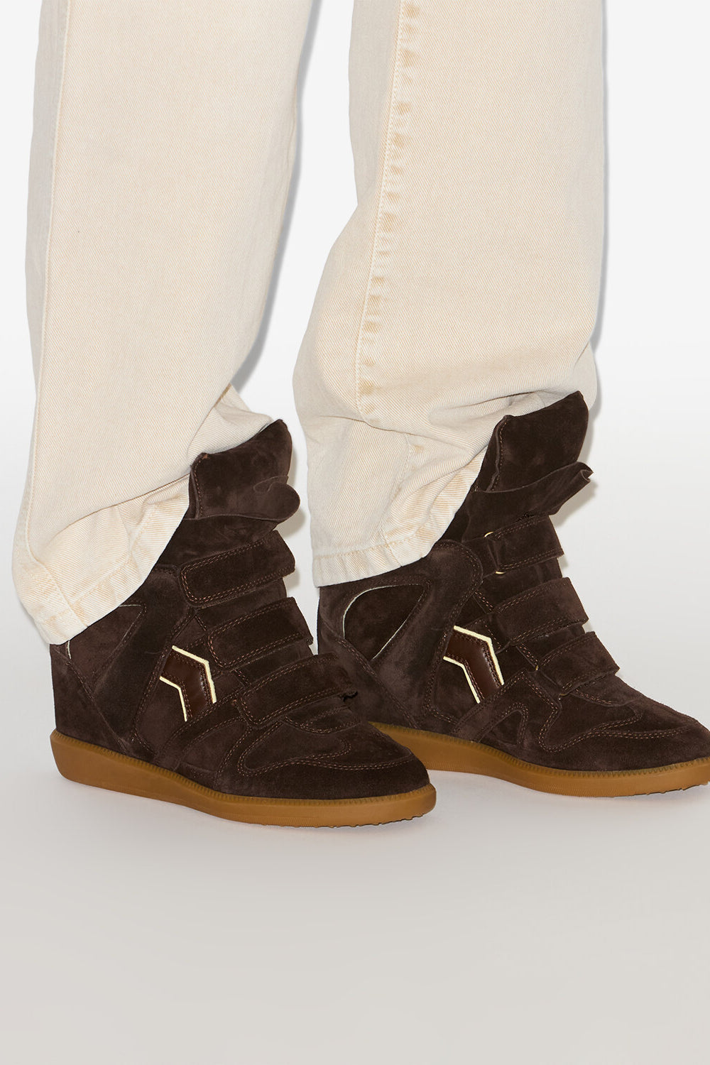 Bekett スエードレザー プラットフォームスニーカー - Chocolate - light yellow - Woman - 5