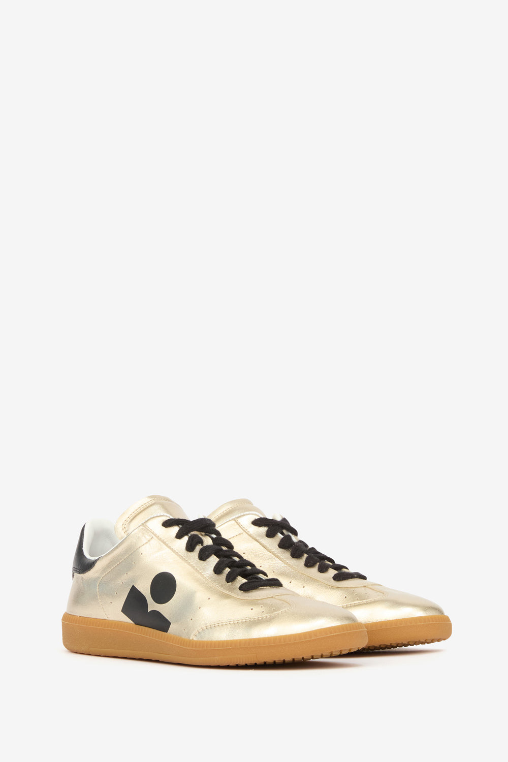 케이시 금속성 가죽 로우탑 스니커즈 - Light gold/black - Woman - 3
