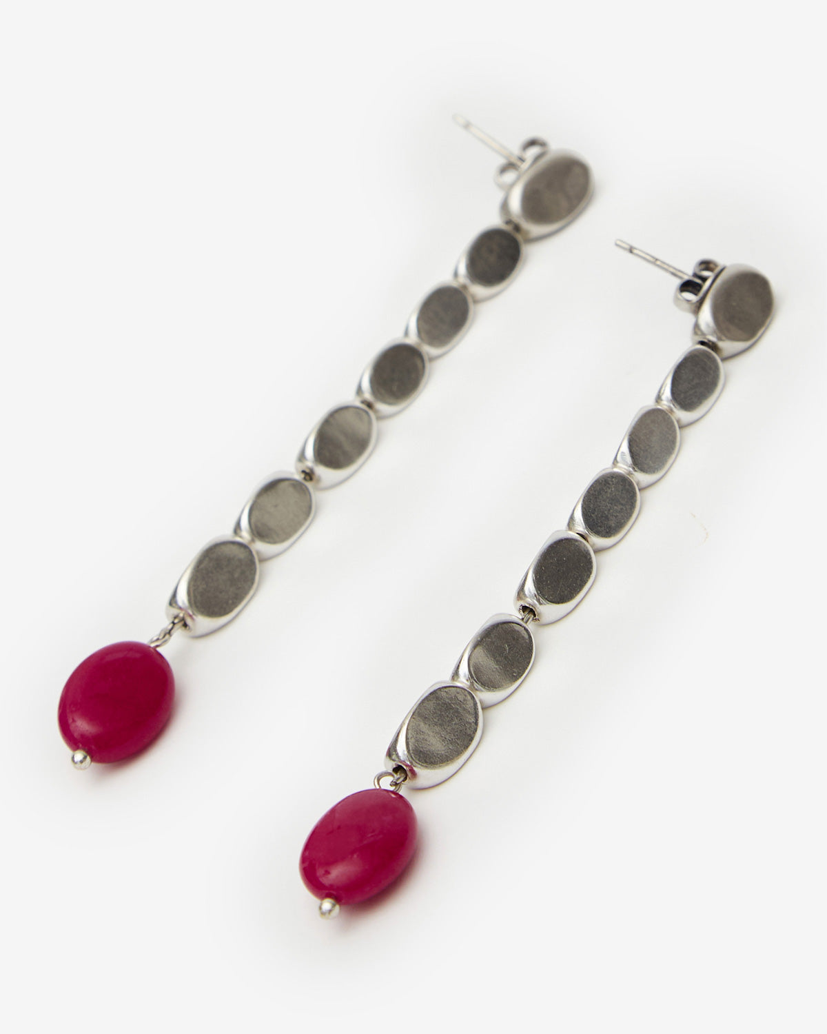 Pendientes leotie Woman Fuchsia and silver 1