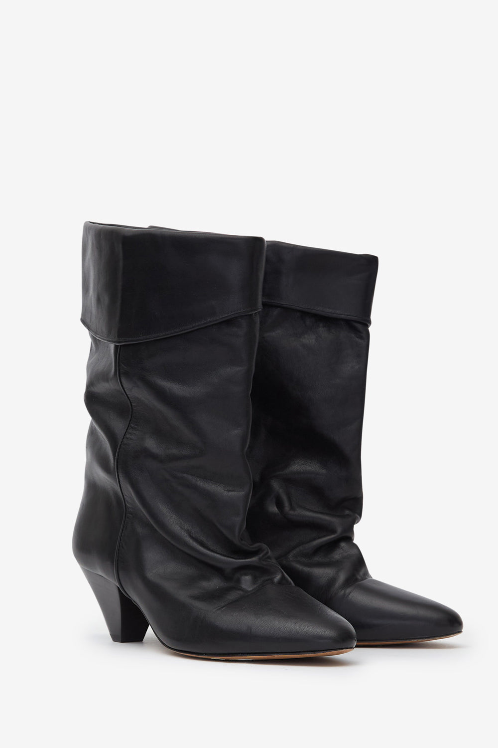 Dalby draped leather boots - Black - Woman - 3