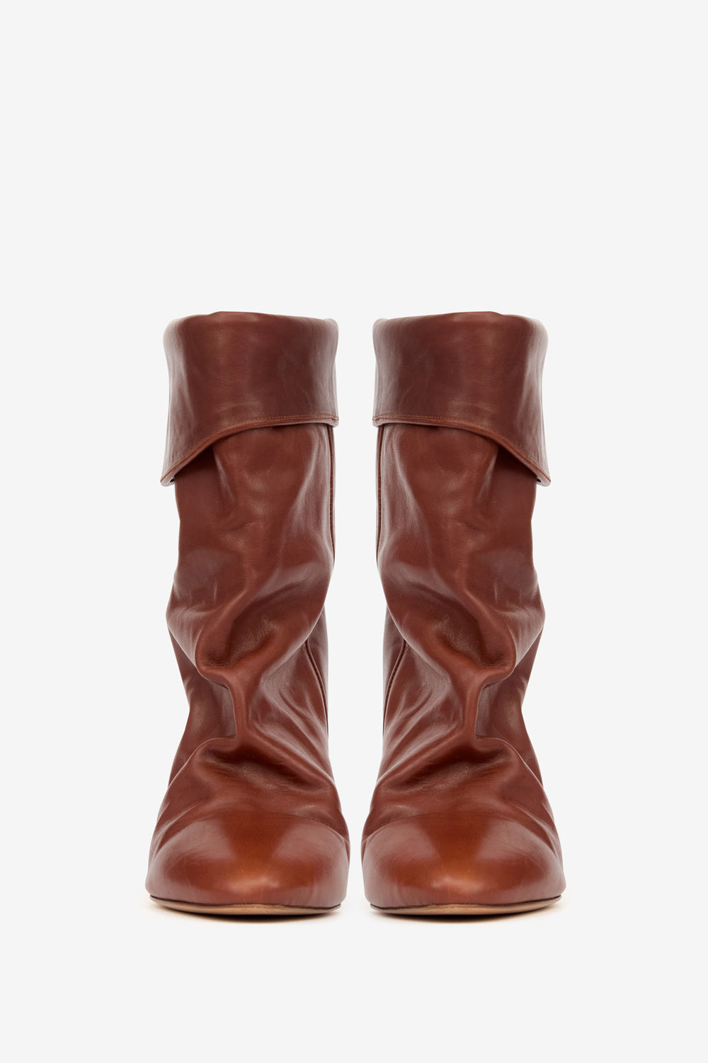 Dalby draped leather boots - Brown - Woman - 4