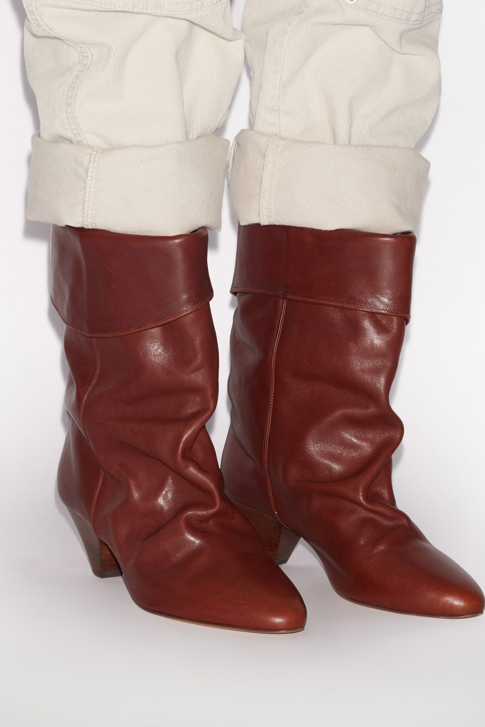 Dalby draped leather boots - Brown - Woman - 5