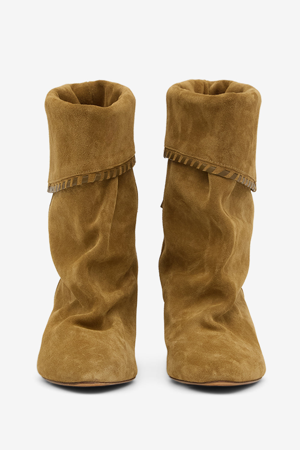 Boots dalby drapées en cuir de veau velours - Sepia - Woman - 4