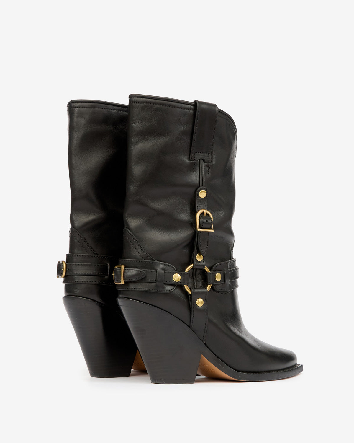 Cowboystiefel lyka aus leder mit riemen - Schwarz - Woman - 2