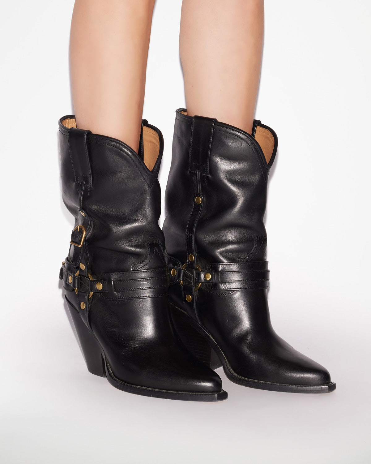 Cowboystiefel lyka aus leder mit riemen - Schwarz - Woman - 5