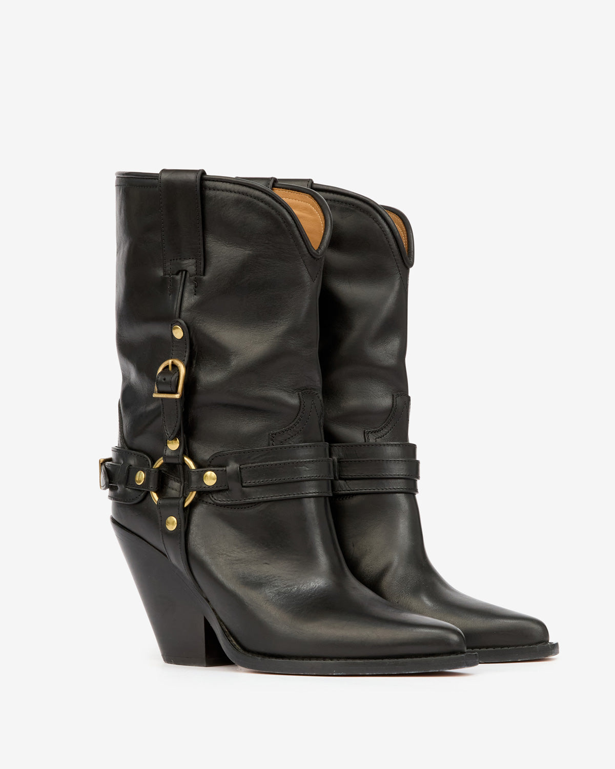 Cowboystiefel lyka aus leder mit riemen - Schwarz - Woman - 3