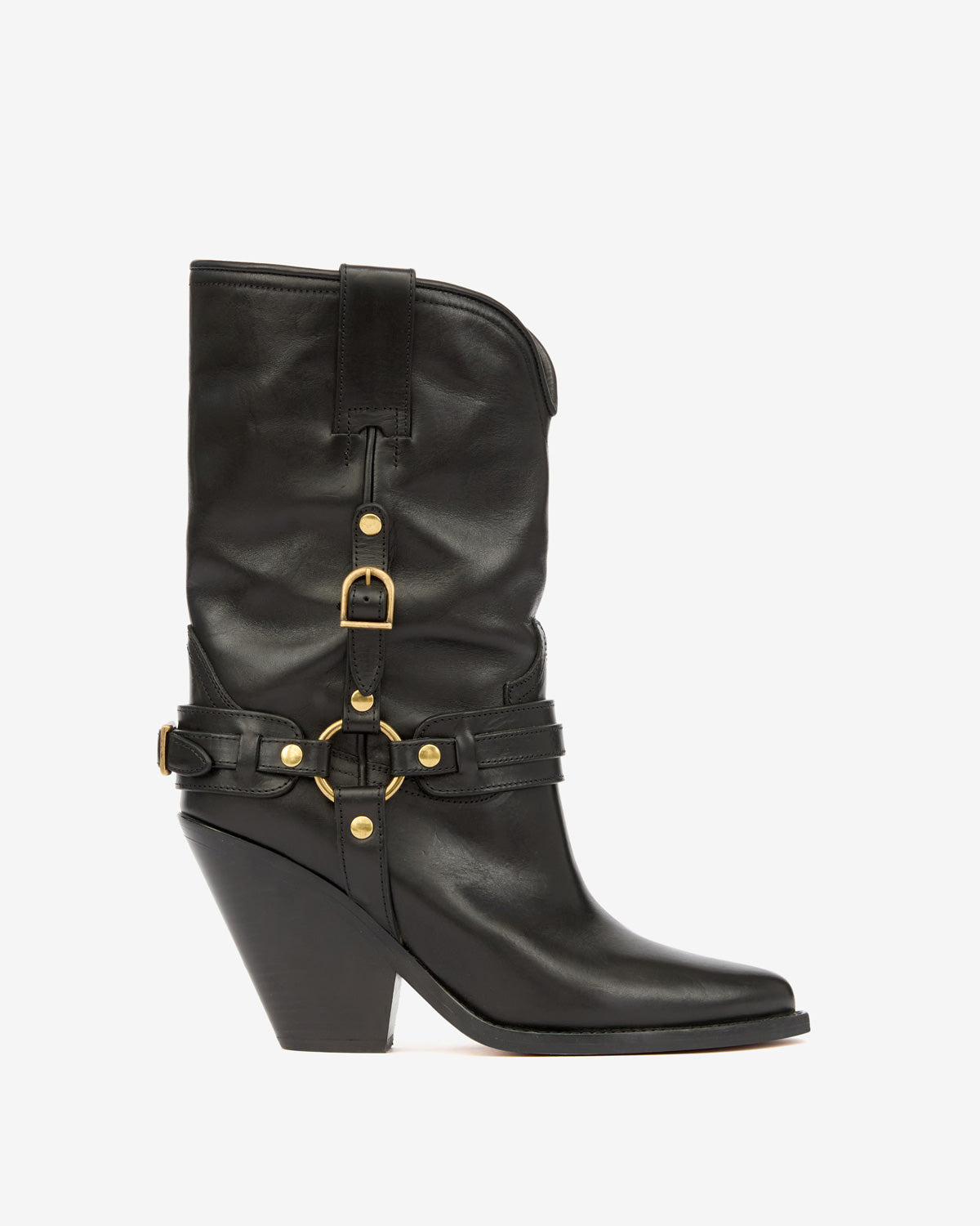 Cowboystiefel lyka aus leder mit riemen - Schwarz - Woman - 1