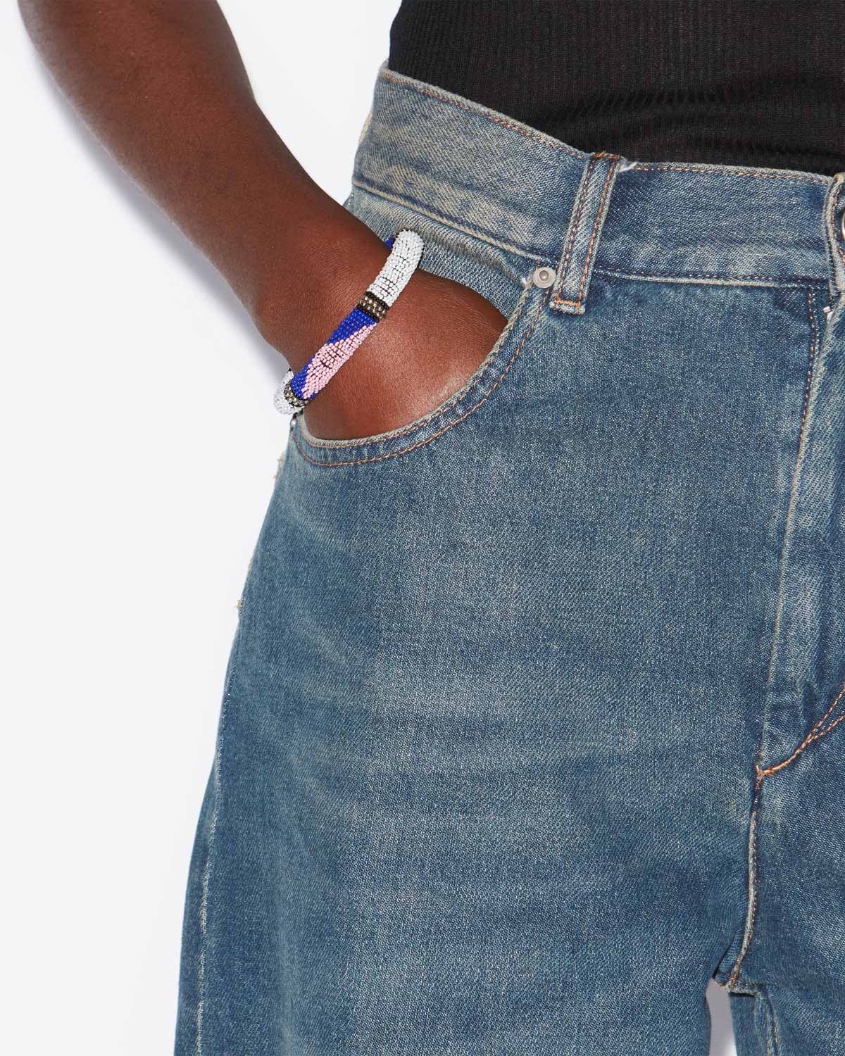 Pulsera brazalete nuna de cuentas - White and silver - Woman - 2