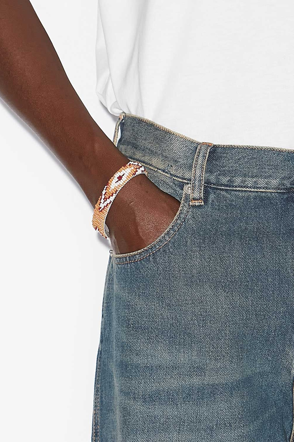 Bracelet tissé pillan en perle  - Naturel et argenté - Man - 2