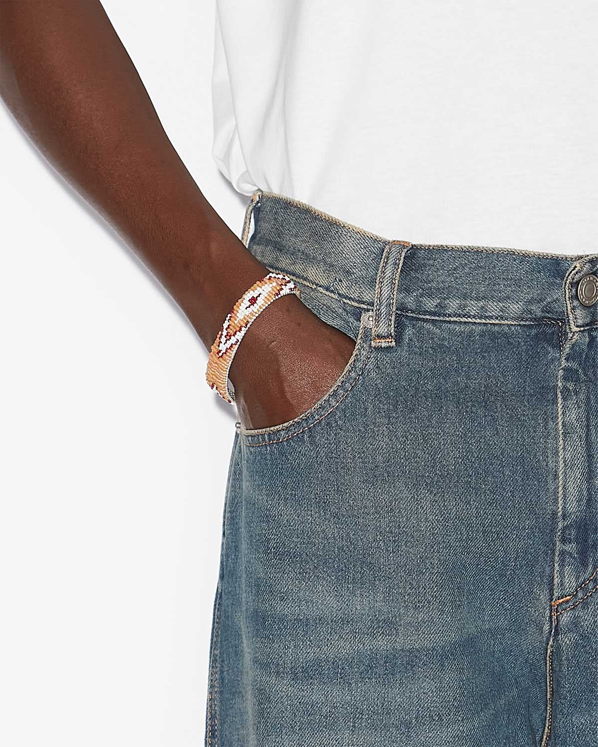 Pillan woven beaded bracelet - Natural and silver - Man - 2