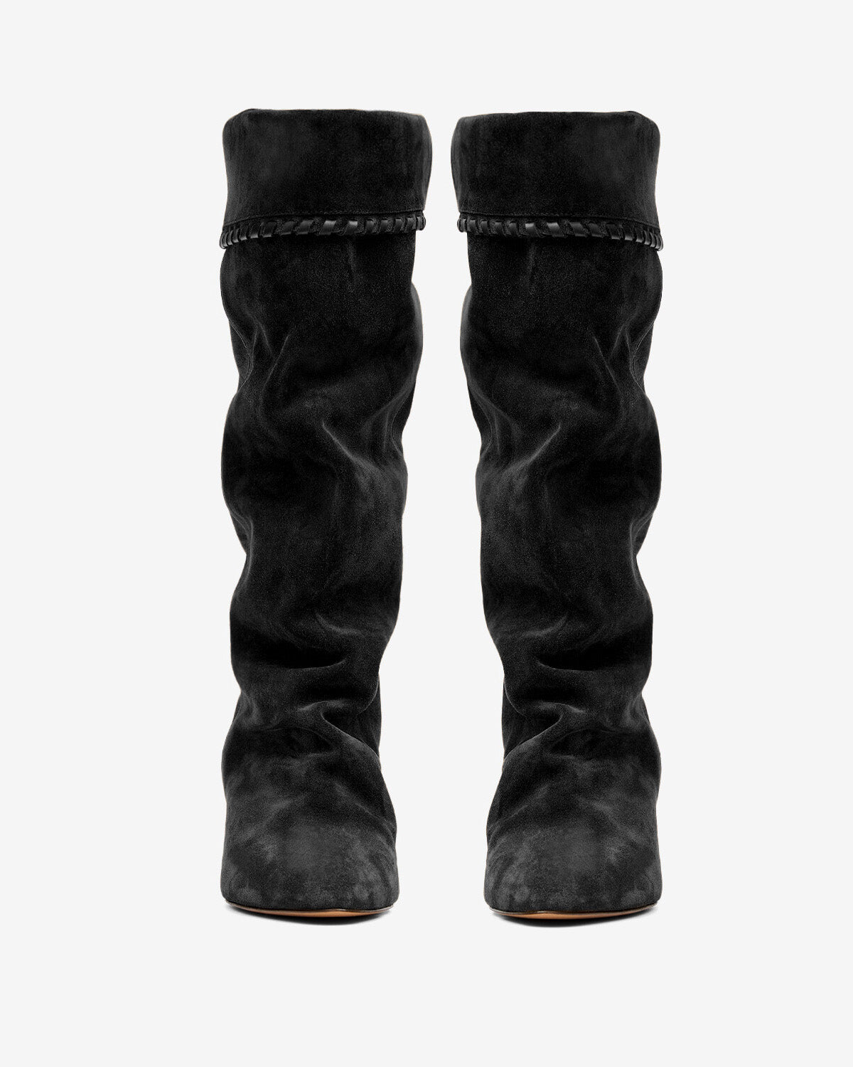 Drapierte stiefel elita aus kalbs-veloursleder - Schwarz gewaschen - Woman - 4