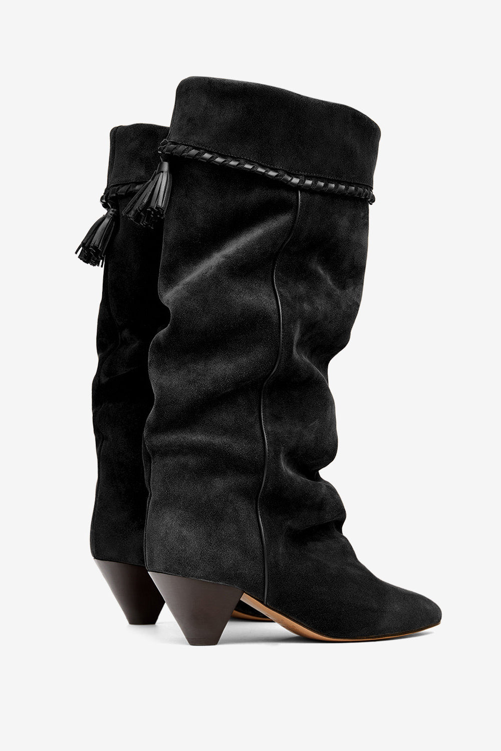 Elita draped suede calfskin leather boots - Black - Woman - 2