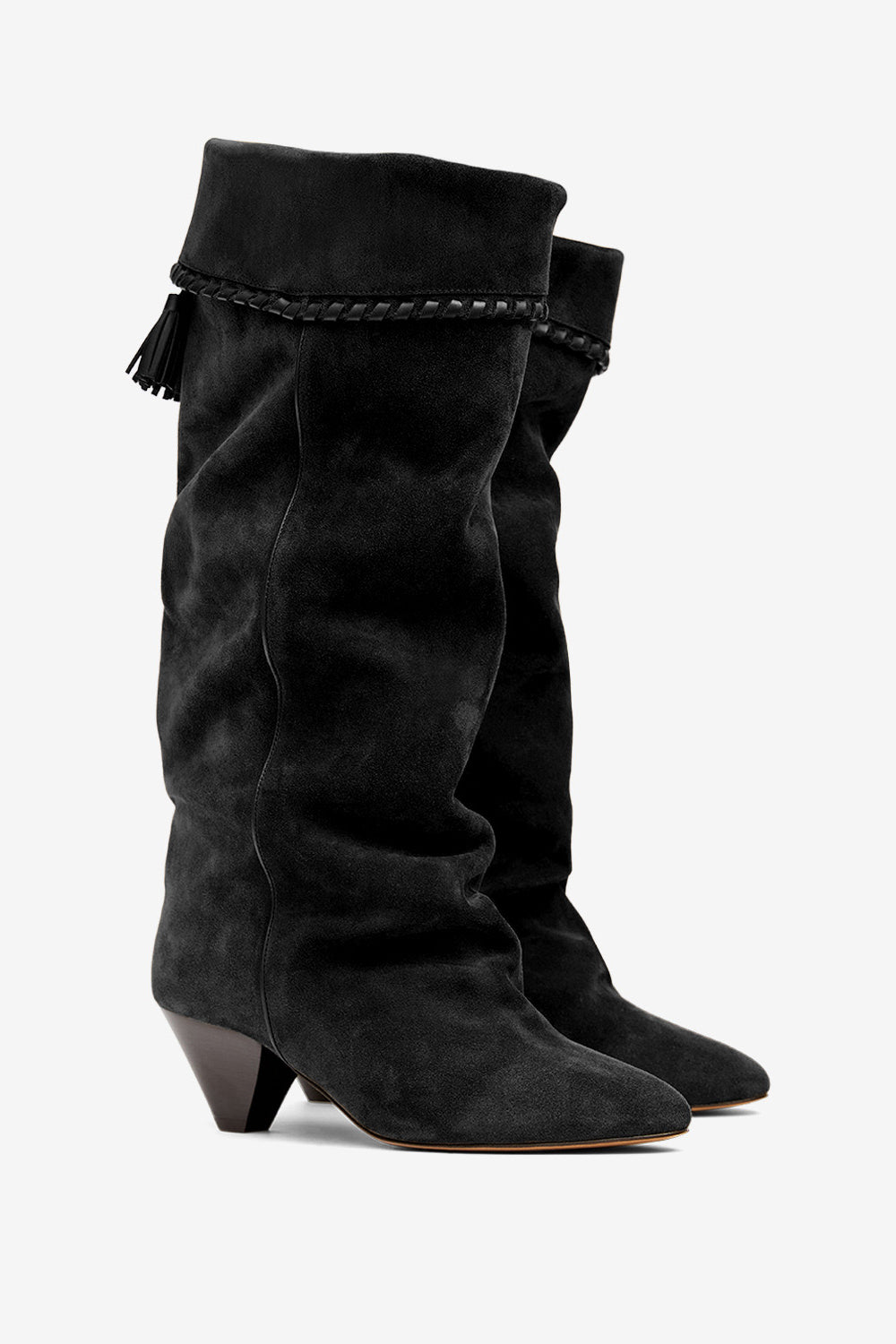 Elita draped suede calfskin leather boots - Black - Woman - 3