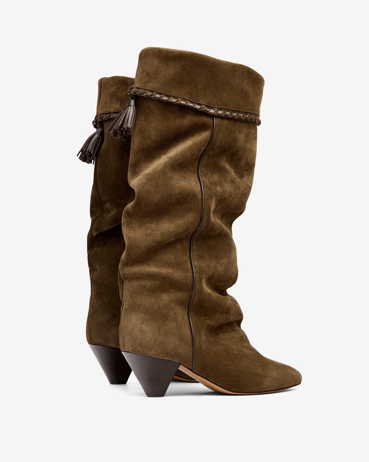 Bottes elita drapées en cuir de veau velours - Bronze - Woman - 2