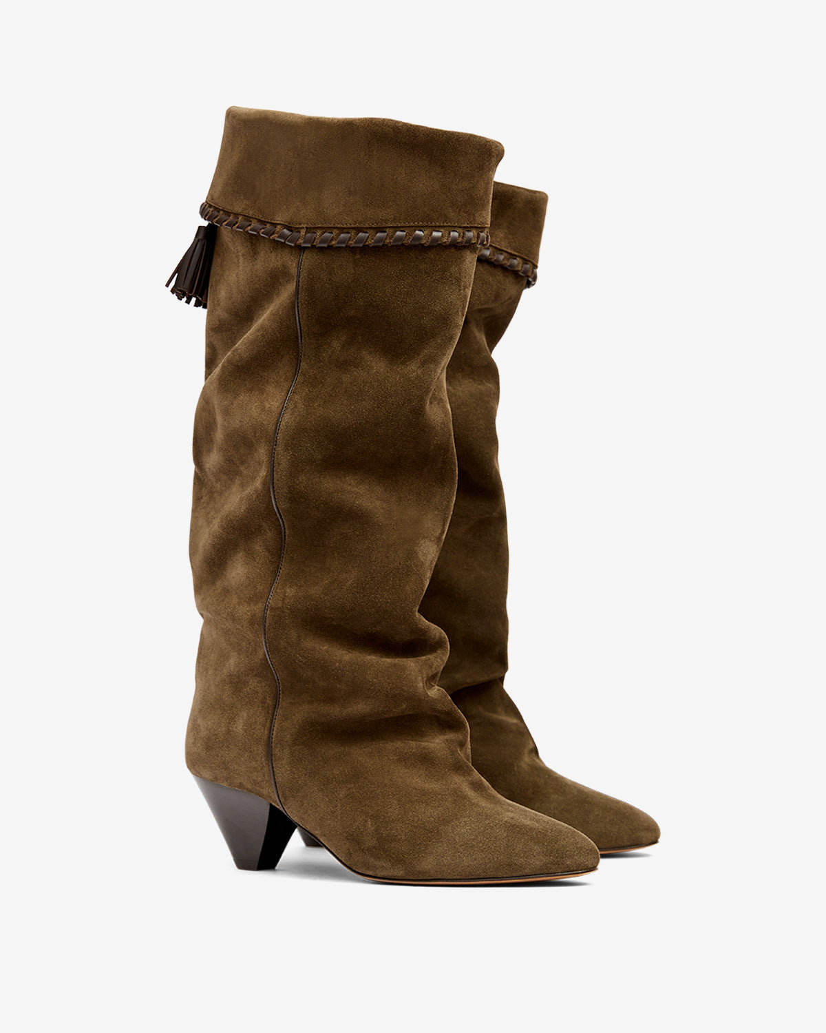 Bottes elita drapées en cuir de veau velours - Bronze - Woman - 3