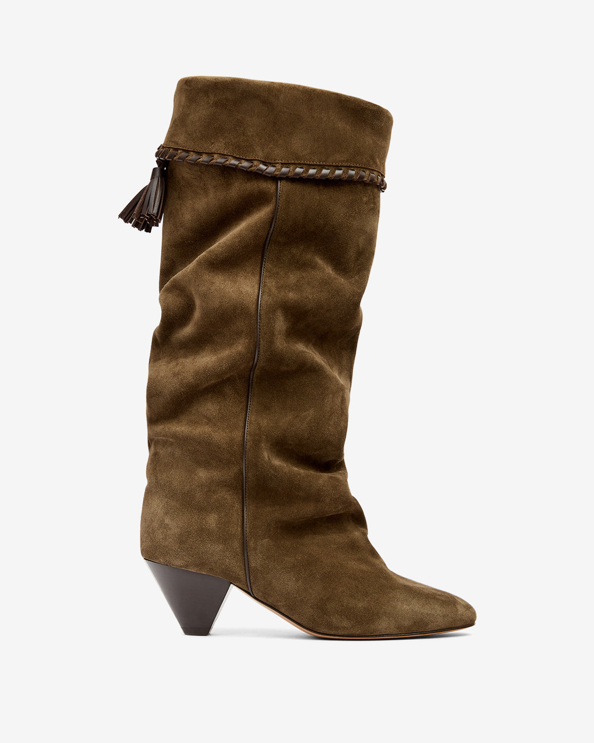 Bottes elita drapées en cuir de veau velours - Bronze - Woman - 1