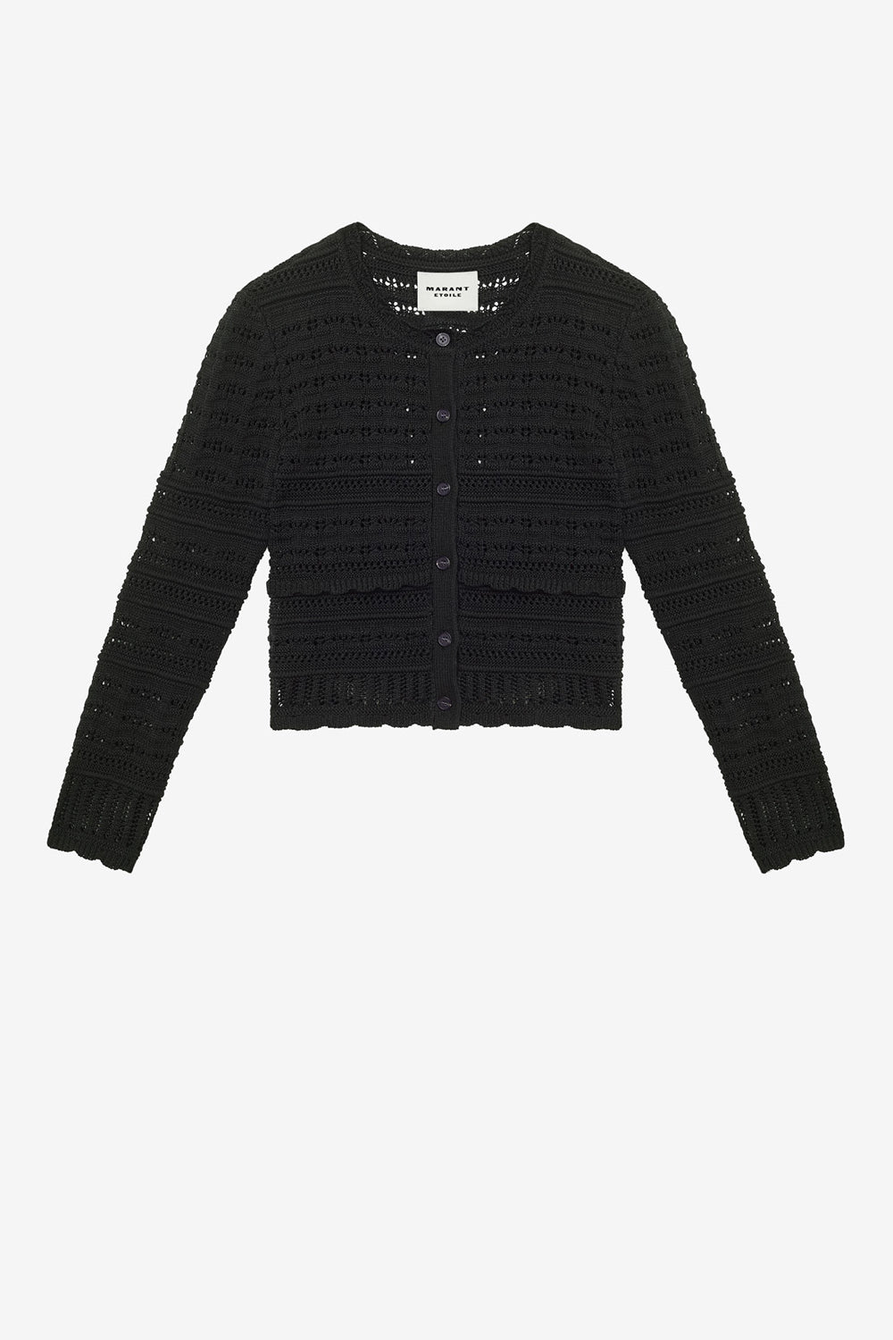 Cardigan corto ajaline in maglia traforata - Nero - Woman - 1