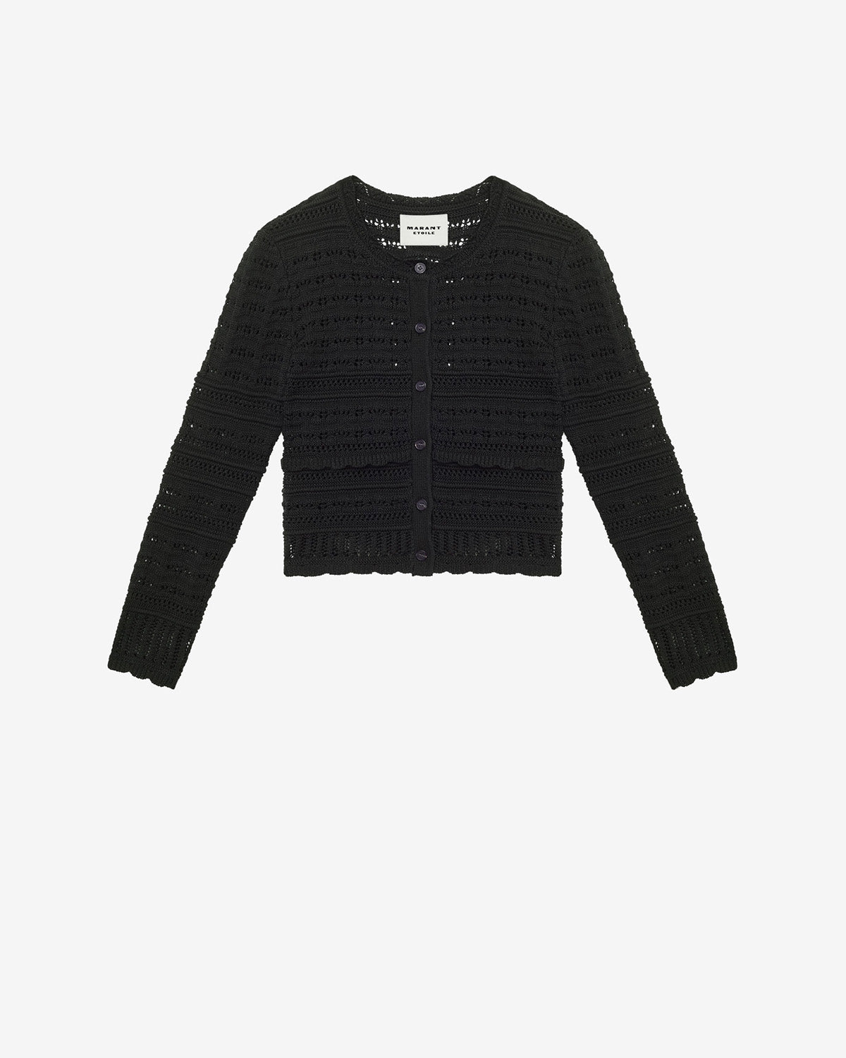 Cardigan corto ajaline in maglia traforata - Nero - Woman - 5