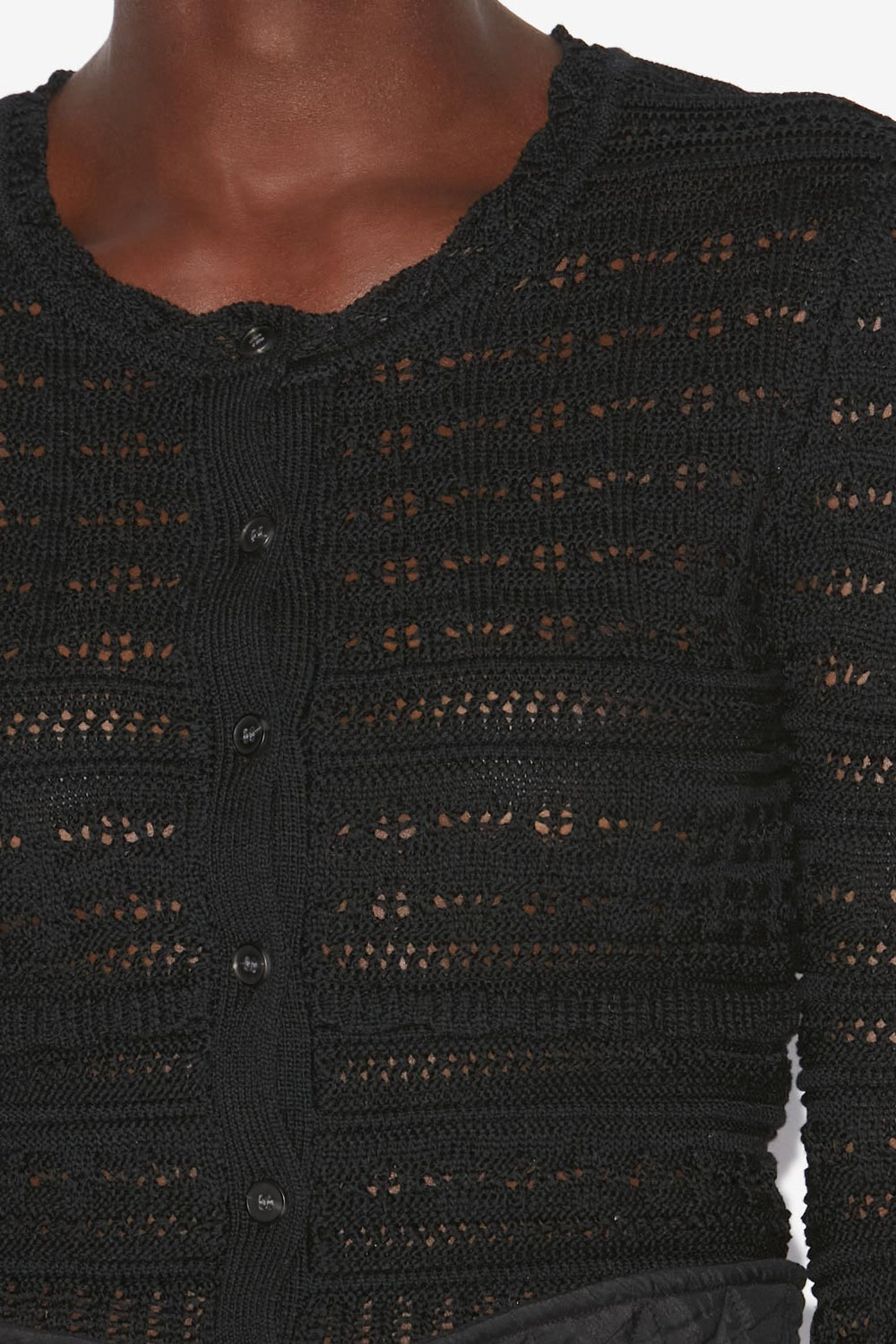 Cardigan corto ajaline in maglia traforata - Nero - Woman - 3