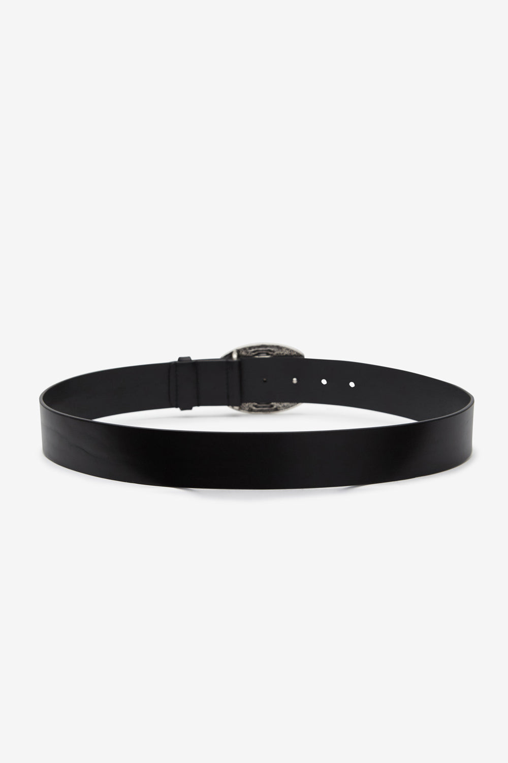 Ceinture square buckle en cuir à boucle ouvragée - Noir - Man - 2