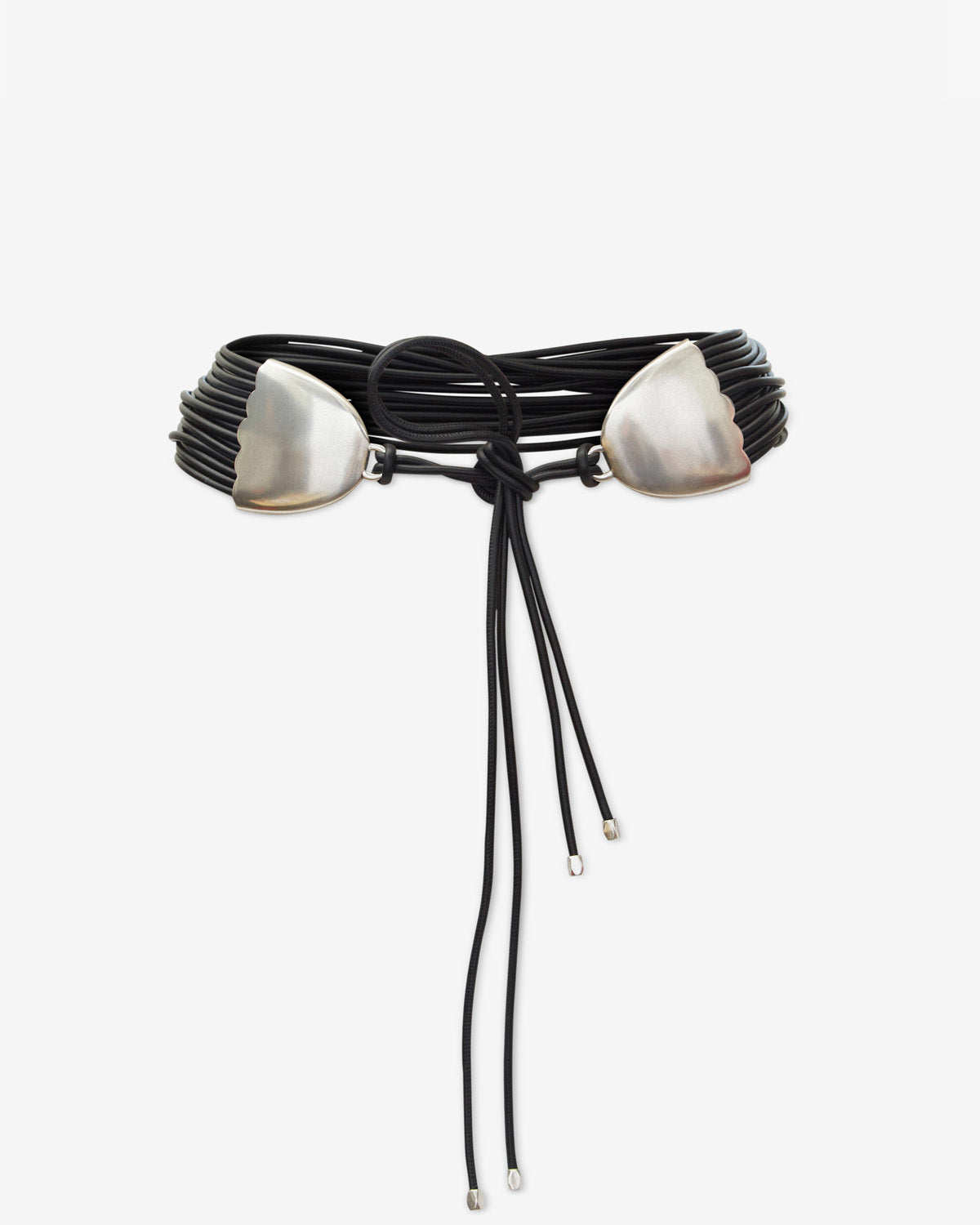 양가죽 소재의 묶는 벨트 - Black and silver - Woman - 1