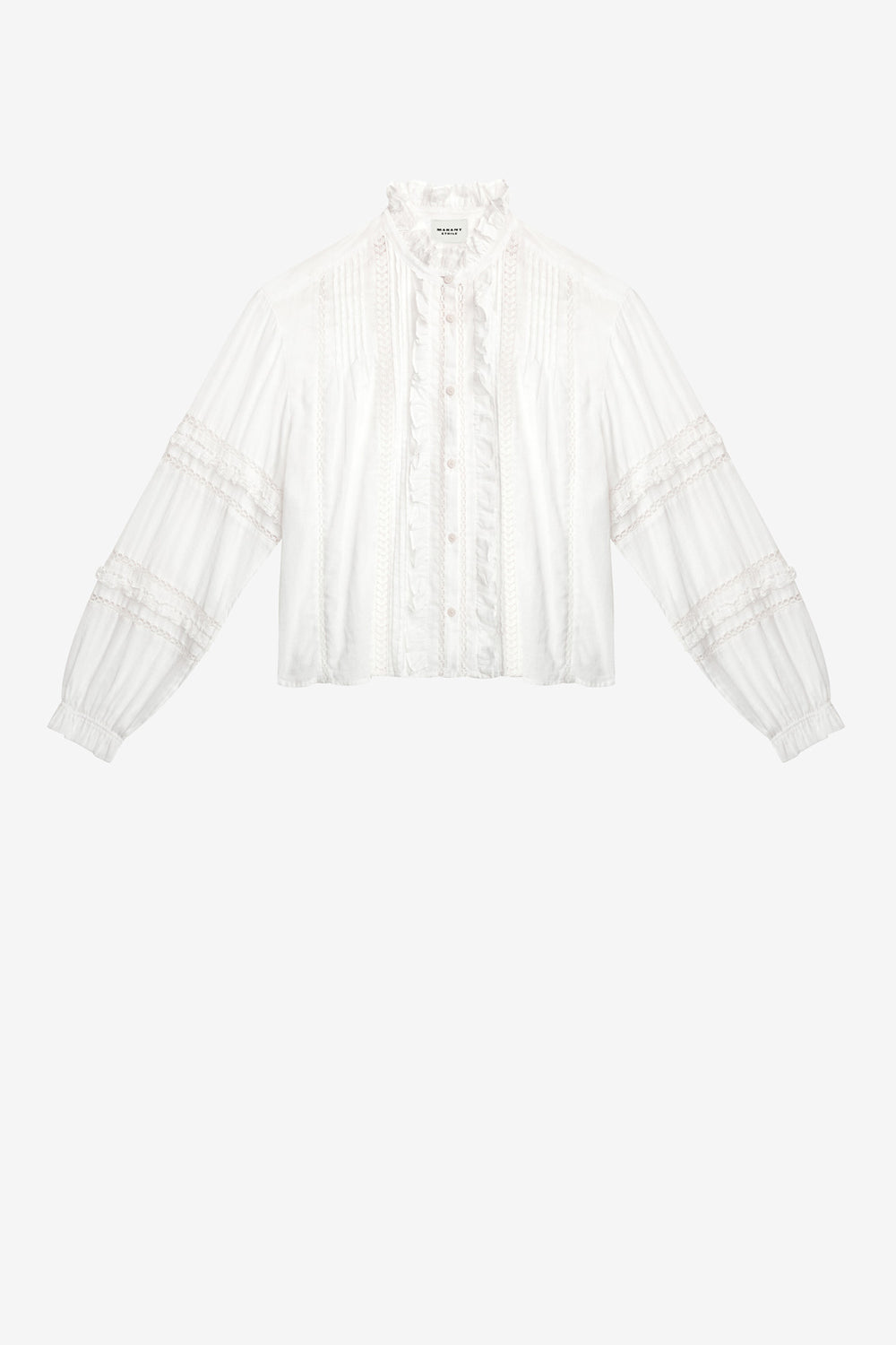 Camicia valda in voile di cotone finemente lavorato - Bianco - Woman - 1