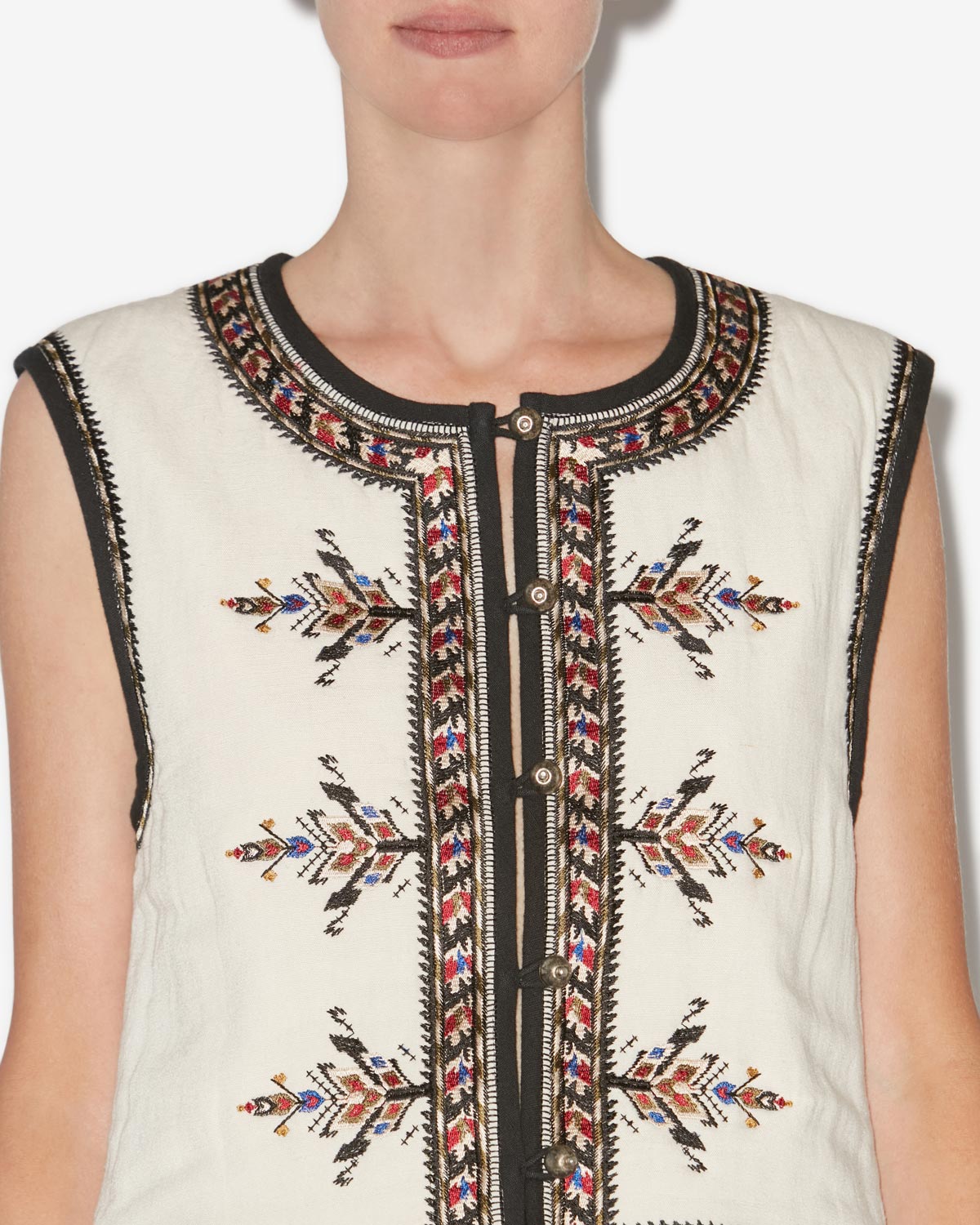 Zeana short embroidered gauze cardigan - Ecru - Woman - 2