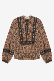 Blusa gayle in voile di cotone con stampa - Nero - Woman