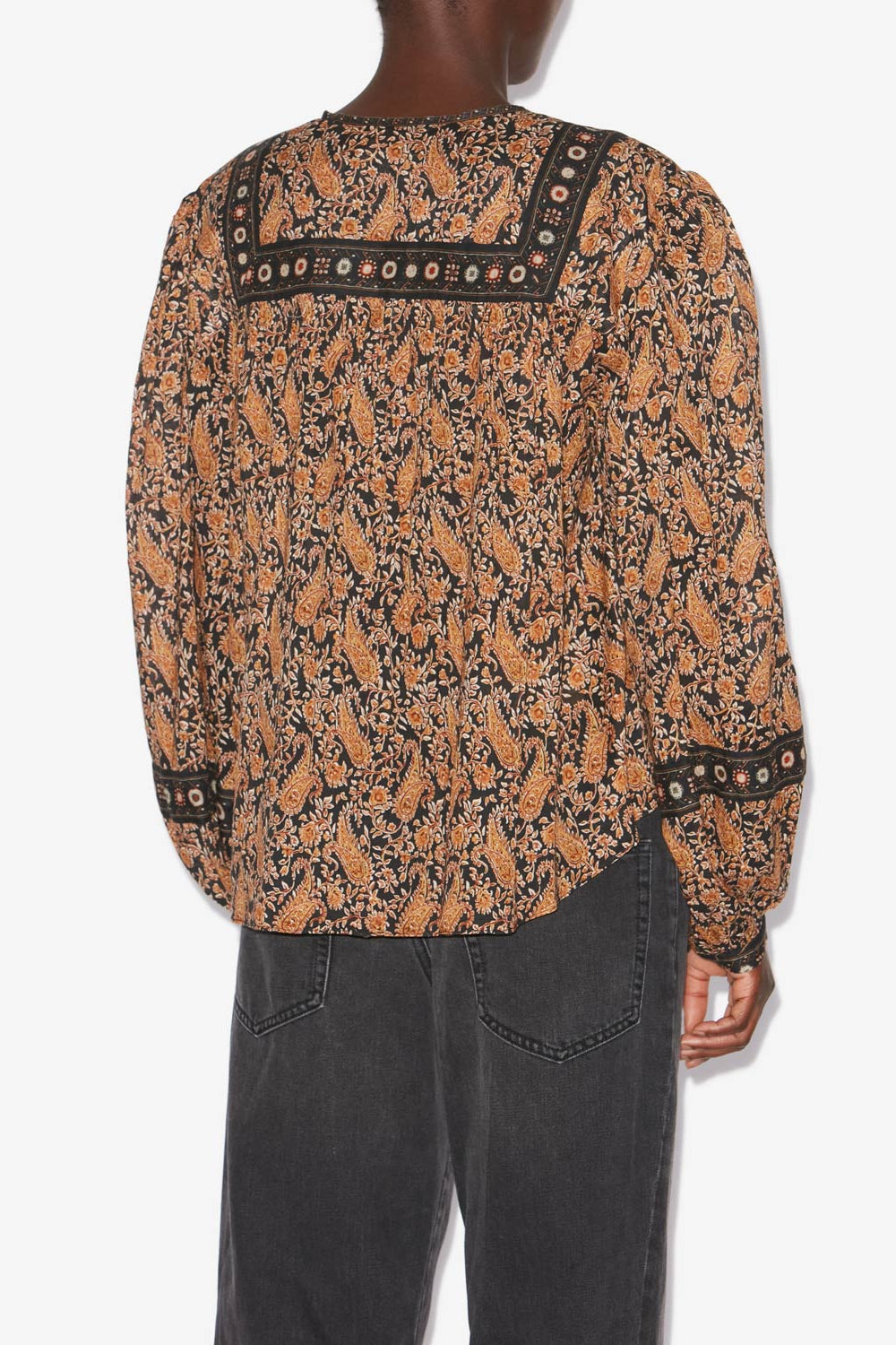 Blusa gayle in voile di cotone con stampa - Nero - Woman - 5