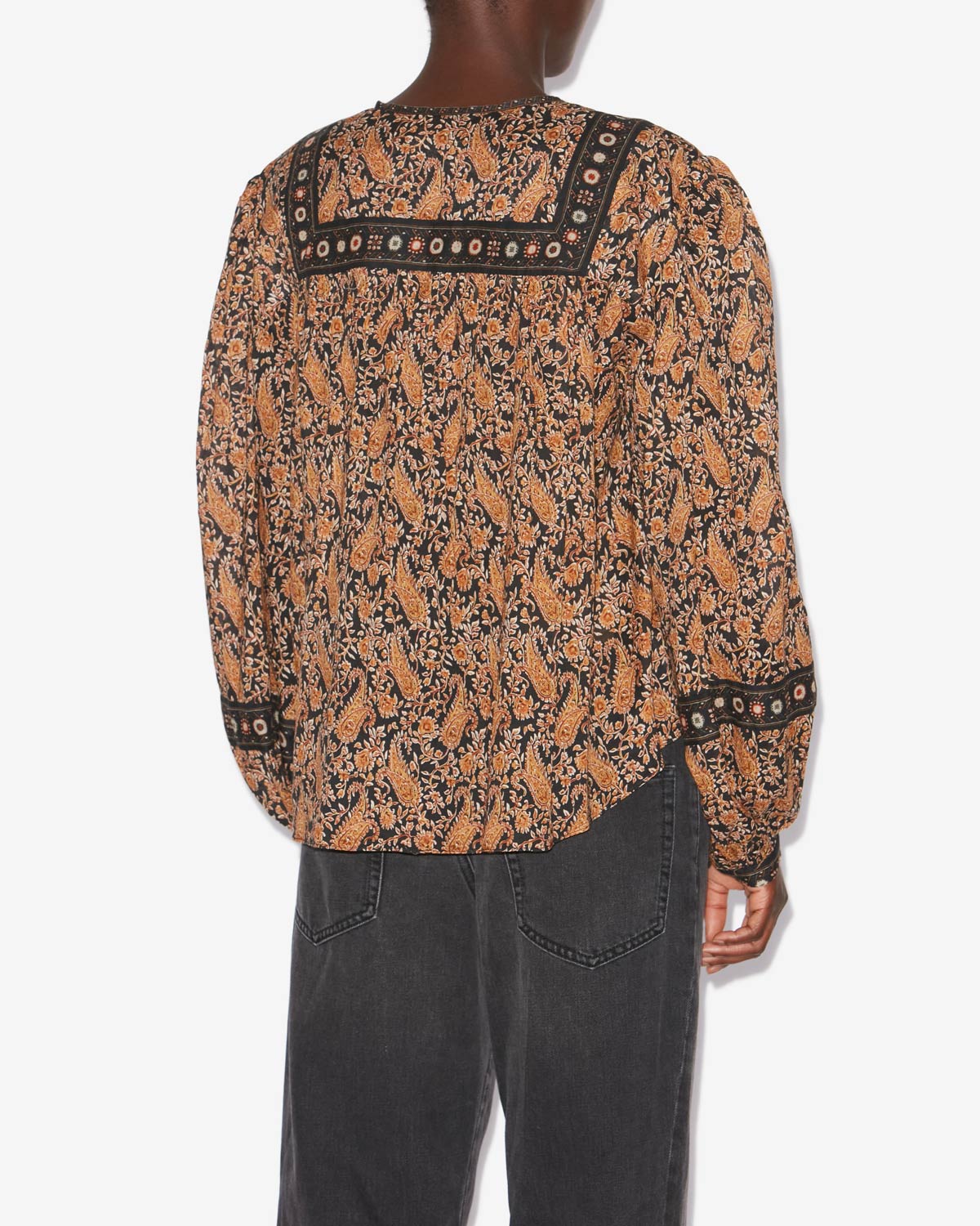 Blusa gayle de voile de algodón estampado - Negro - Woman - 4