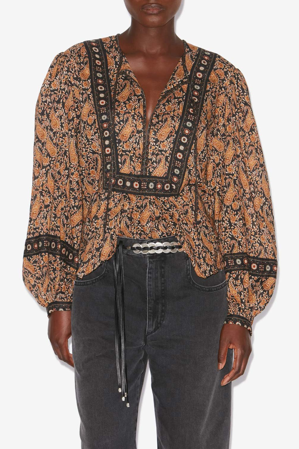 Blusa gayle in voile di cotone con stampa - Nero - Woman - 4