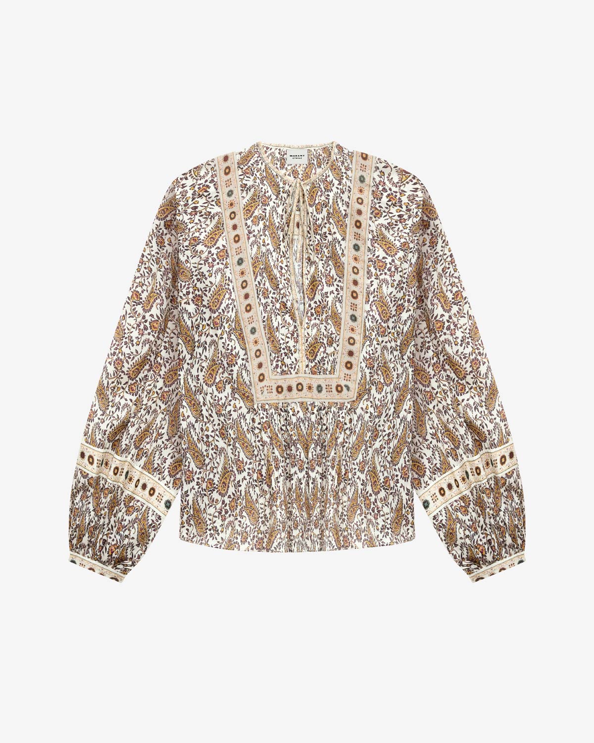 Blusa gayle in voile di cotone con stampa - Ecru - Woman - 5