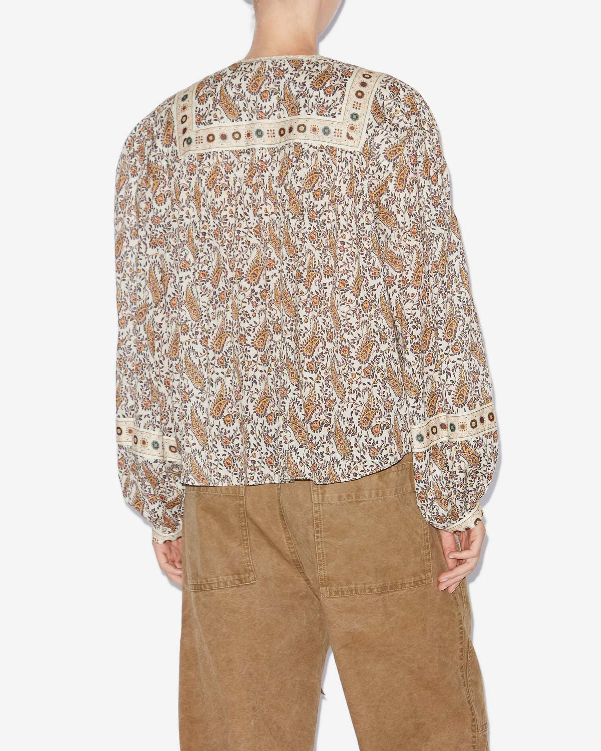 Blusa gayle in voile di cotone con stampa - Ecru - Woman - 4