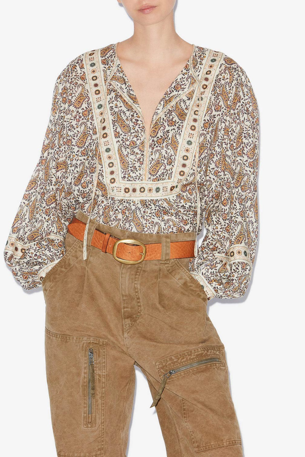 Gayle プリント入り コットンボイル ブラウス - 生成り - Woman - 4