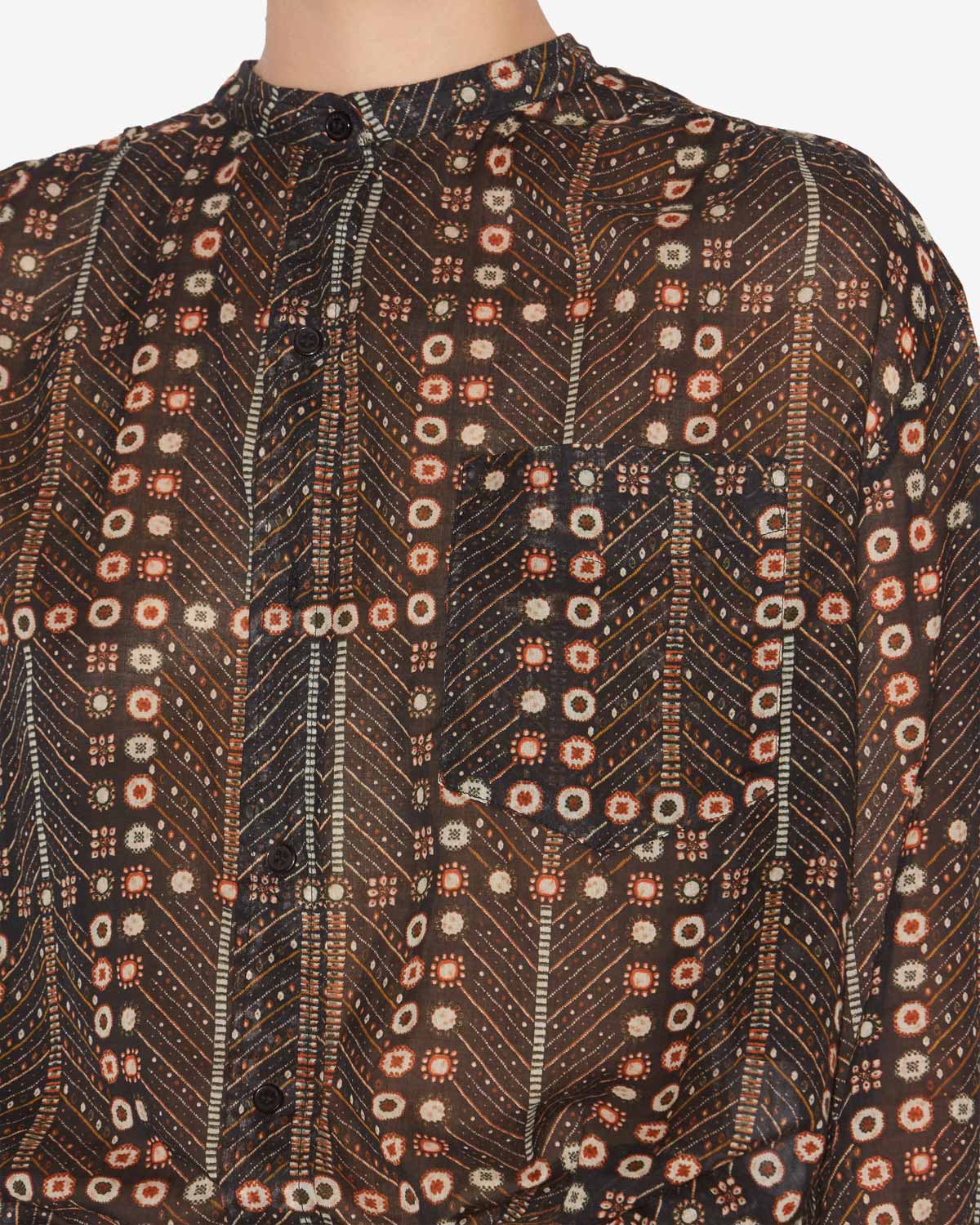 Chemisier mexika in voile di cotone con stampa - Nero lavato - Woman - 2