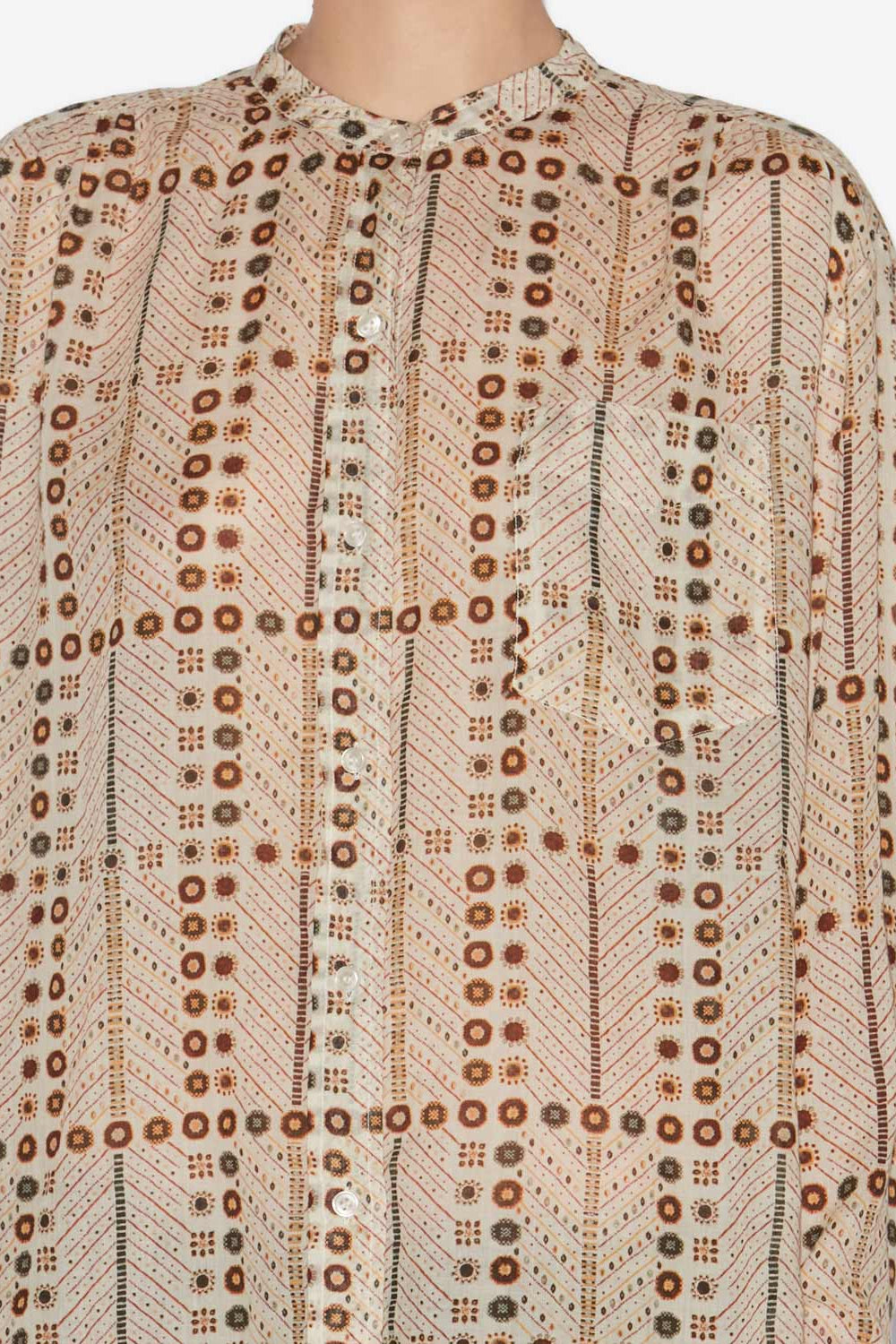 Chemisier mexika in voile di cotone con stampa - Ecru - Woman - 3