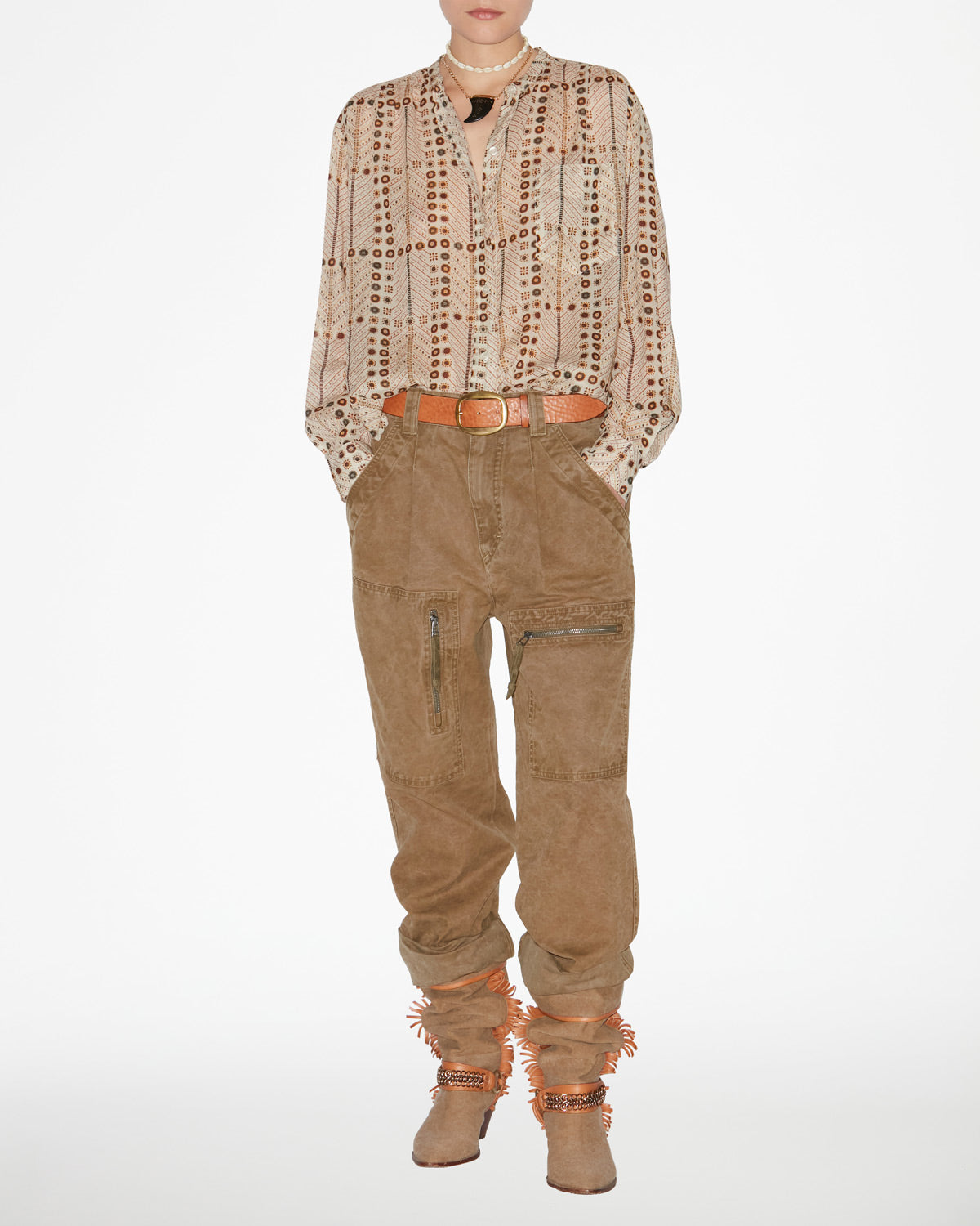 Mexika printed cotton voile blouse - Ecru - Woman - 1
