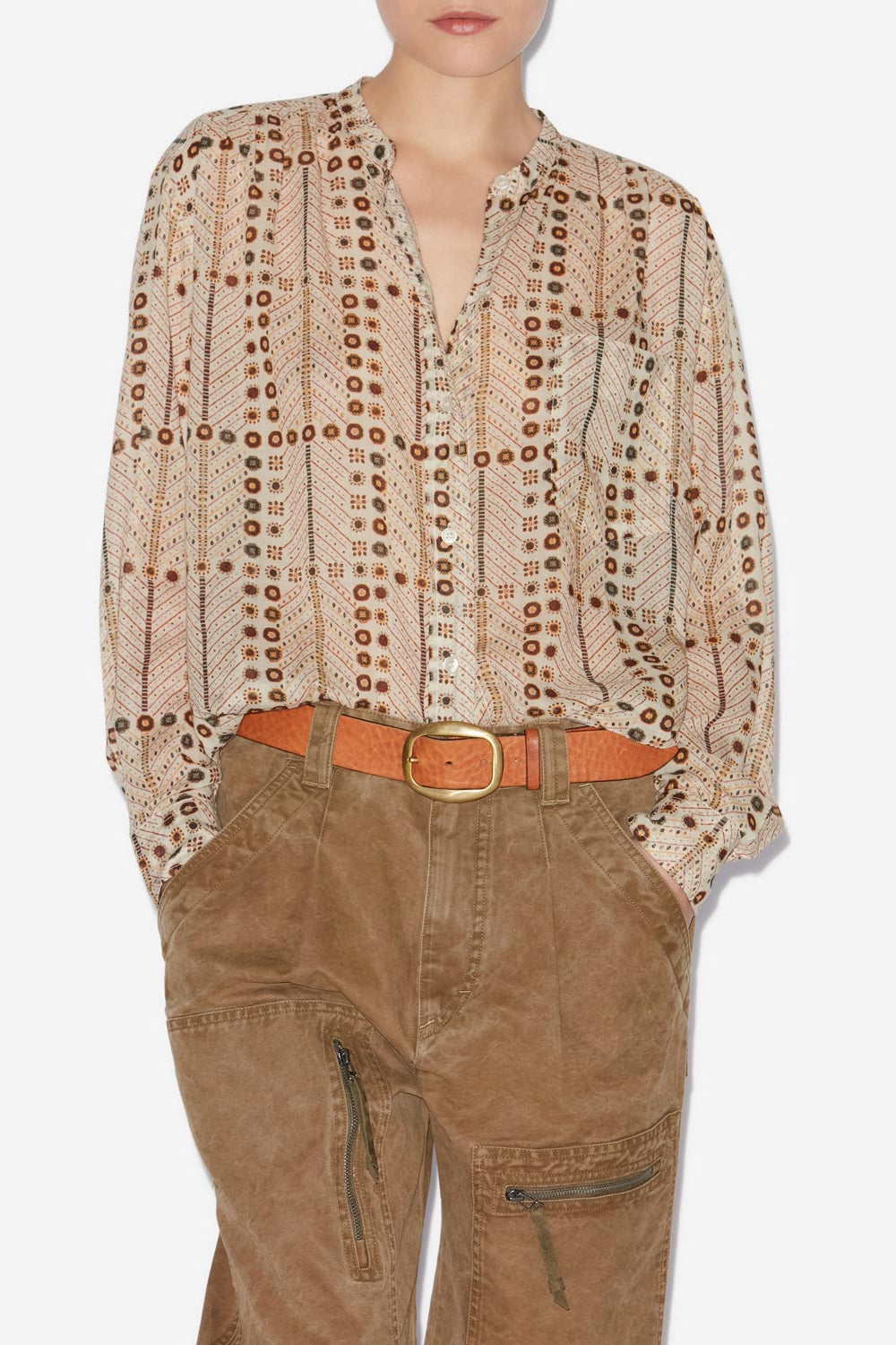 Chemisier mexika in voile di cotone con stampa - Ecru - Woman - 4