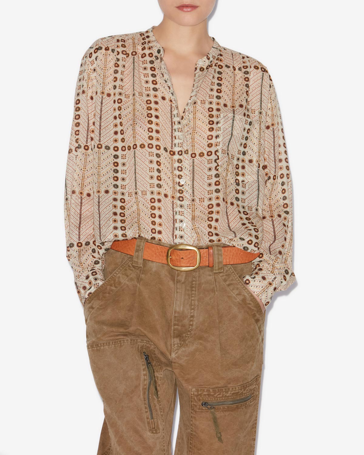 Mexika printed cotton voile blouse - Ecru - Woman - 3
