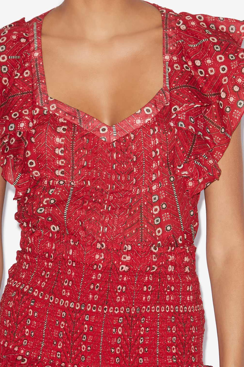 Madrana printed cotton voile top - Red - Woman - 3