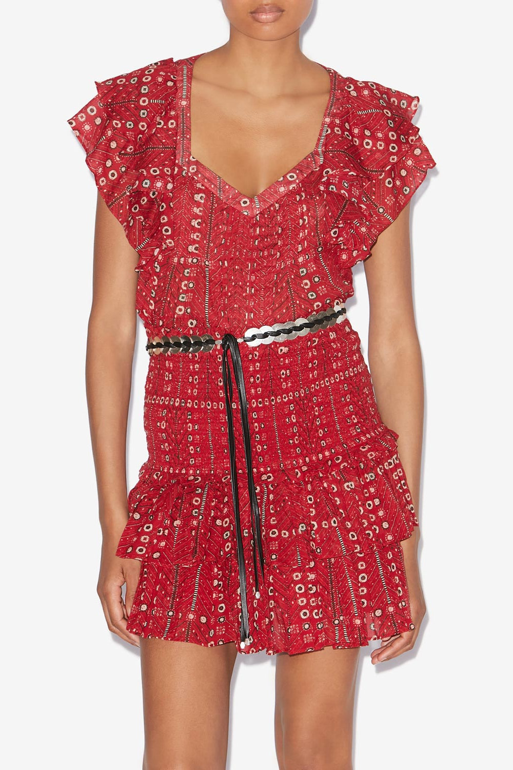 Madrana printed cotton voile top - Red - Woman - 4