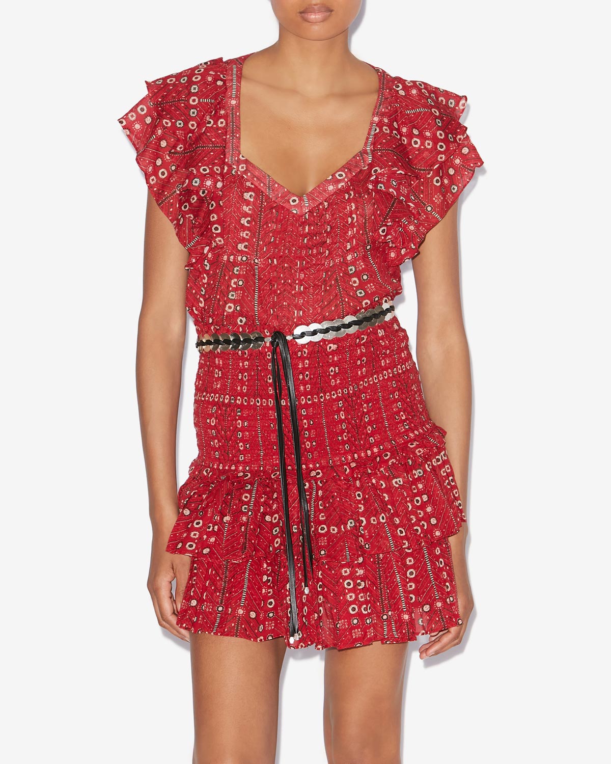 Madrana printed cotton voile top - Red - Woman - 3