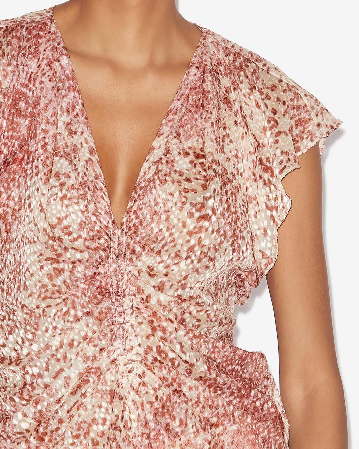 Top fluido de terciopelo devoré lonea - Light red/ecru - Woman - 2